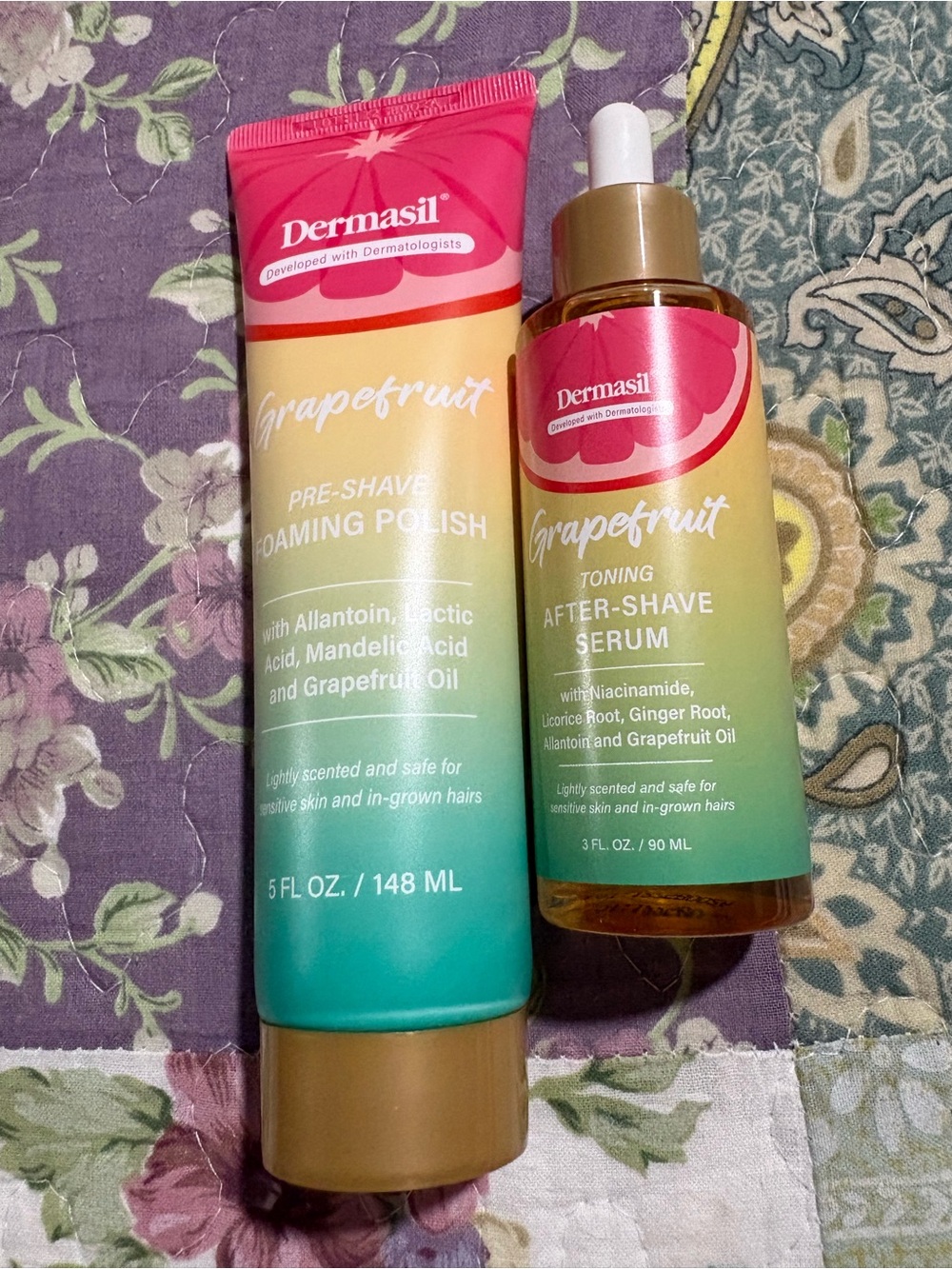 Grapefruit Pre-Shave Foaming Polish & After-Shave Serum - Pink/Yellow/Green